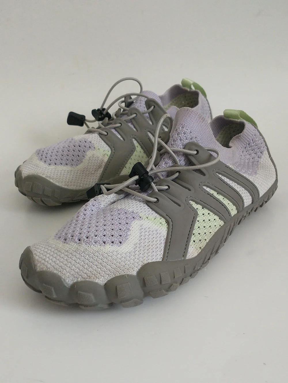 Stelle Big Kid's Lightweight Knit Slip-On Water Shoes. Lavender and Gray. SIZE 5